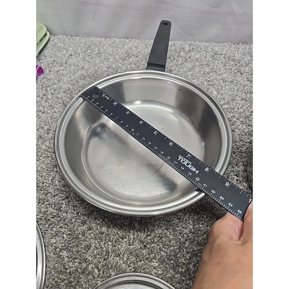 Vintage Flint Ware By Ekco 1 Qt Stainless Steel Sauce Pan With Lid And Skillet